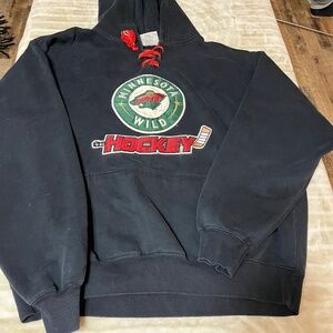 Hockey Lodge Minnesota Wild Hockey Lace-Up Hoodie Pullover Hooded Sweatshirt XL